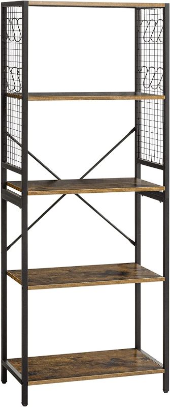 Photo 1 of 
LAVIEVERT Industrial Bookshelf, 5-Tier Vintage Bookcase with Metal Grid and 12 S-Shaped Hooks, Multipurpose Storage Shelf Display Rack for Living Room,...
Color:Rustic Brown