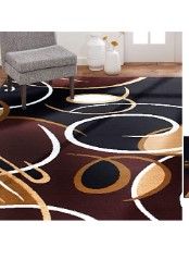 Photo 1 of Ariana Arcata Area Rug , Geometric Ebony Black/Brown 7'8" x 10'7" Rectangle Area Rug