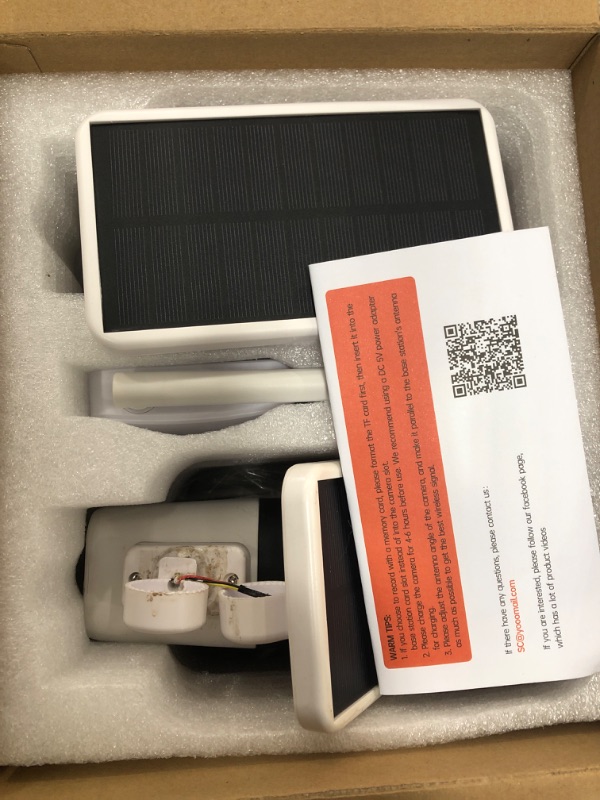 Photo 2 of **PARTS ONLY**
Solar Security Camera System Outdoor Wireless WiFi 4 Pack, 3MP Solar Powered (Include Base Station & 4 Solar Cameras), 2-Way Audio, Night Vision, PIR Motion Detection, IP65 Waterproof 4 solar camera system