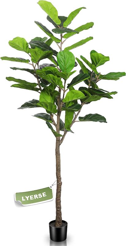 Photo 1 of 
LYERSE 6ft Artificial Fiddle Leaf Fig Tree Faux in Plastic Nursery Pot, Ficus Lyrate Greenery Plant Fake Fig Tree, Artificial Trees for Office House Living...