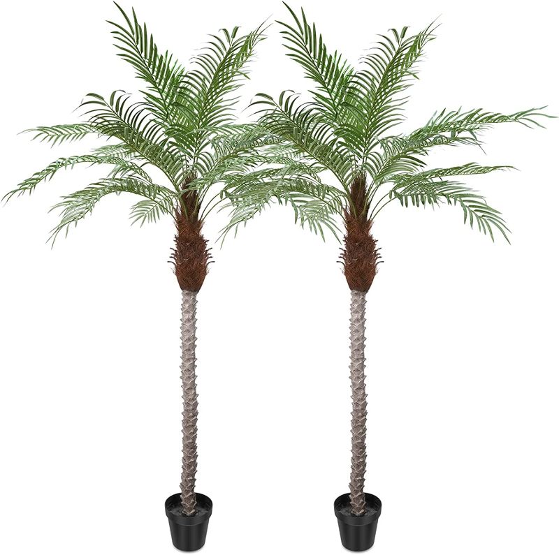 Photo 1 of AnTing Artificial Palm Tree 8.5ft Tall Trees Plants Outdoor Palm Trees for Outside Patio Trees for Decor (Set of 2)