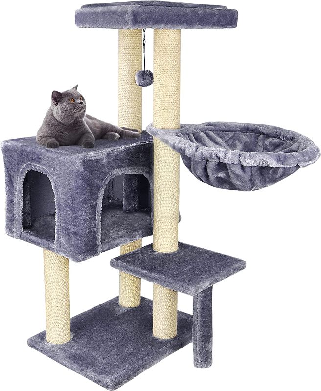 Photo 1 of AIWIKIDE 002G Cat Tree has Scratching Toy with a Ball Activity Centre Cat Tower Furniture Jute-Covered Scratching Posts Grey …
