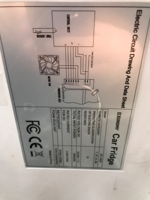 Photo 4 of PARTS ONLY 
Euhomy 12 Volt Refrigerators, 20Liter(22qt) RV Refrigerator with 12/24V DC & 110-240V AC, Portable Refrigerator Freezer Fridge Cooler For Car, RV, Camping, Travel, Fishing, Outdoor Use.
