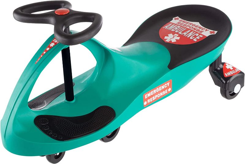 Photo 1 of Ambulance Wiggle Car Ride On Toy – No Batteries, Gears or Pedals – Twist, Swivel, Go – Outdoor Ride Ons for Kids 3 Years and Up by Lil’ Rider (Green)
