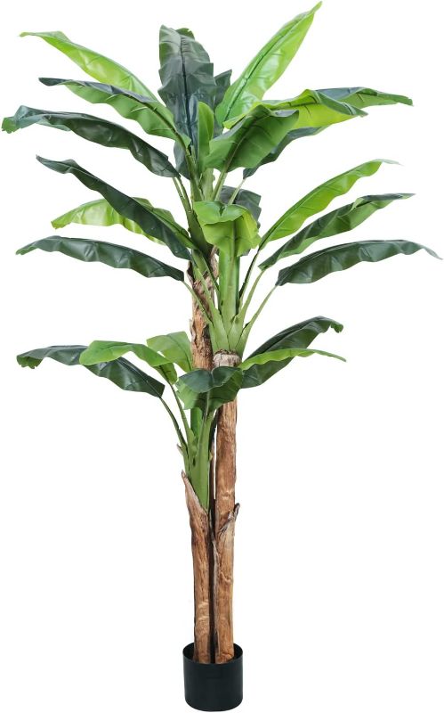 Photo 1 of AnTing Artificial Tree 8.5FT Banana Plant for Outdoor,26 Leaves Faux Banana Tree for Home Decor,Green,Natural…
