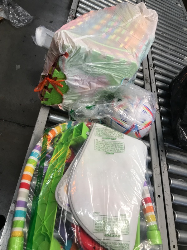 Photo 1 of 3 Pack Assorted Toy Bundle, Rug Pds, Baby Bouncer and Scoccer Ball 