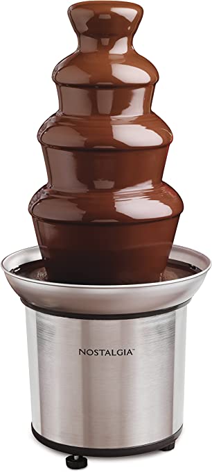 Photo 1 of Nostalgia CFF986 32-Ounce Stainless Steel Chocolate Fondue Fountain, 2-Pound Capacity, Easy to Assemble 4 Tiers, Perfect For Nacho Cheese, BBQ Sauce, Ranch, Liqueurs
