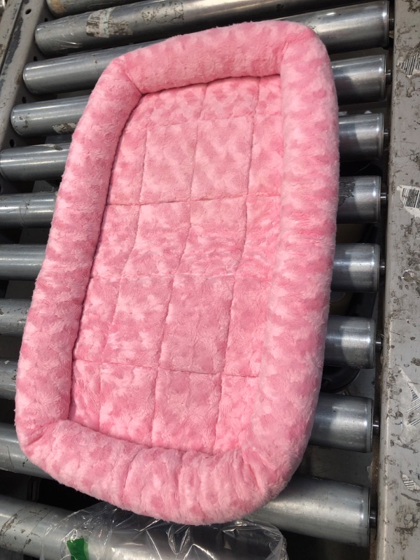 Photo 2 of 22L-Inch Pink Dog Bed or Cat Bed w/ Comfortable Bolster | Ideal for XS Dog Breeds & Fits a 22-Inch Dog Crate | Easy Maintenance Machine Wash & Dry