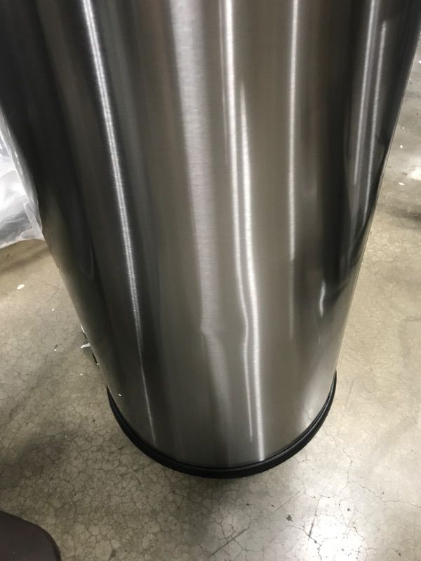 Photo 3 of Amazon Basics 30 Liter / 7.9 Gallon Round Soft-Close Trash Can with Foot Pedal - Stainless Steel 30L / 7.9 Gallon