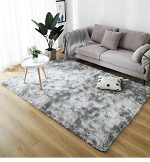 Photo 1 of 8' x 10' Grey/White Mixed Soft Fuzzy Rug