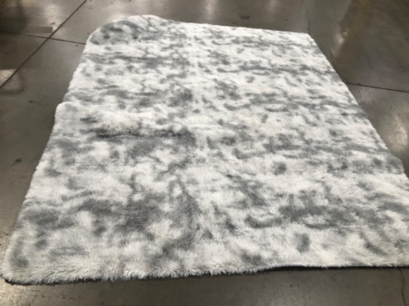 Photo 2 of 8' x 10' Grey/White Mixed Soft Fuzzy Rug