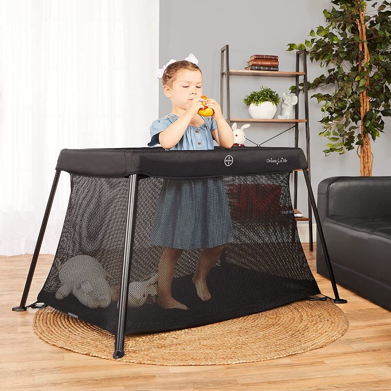 Photo 2 of Dream On Me Travel Light Playard In Black, Lightweight, Portable And Easy To Carry Baby Playard, Indoor And Outdoor - With A Soft And Comfortable Mattress Pad