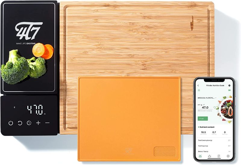 Photo 1 of 4T7 Smart Meal Prep System, Smart Cutting Board Set, Bamboo and Wheat Straw Chopping Boards, Weigh, Timer, App Calorie Counter, Juice Grooves, Health Management, Best Gift, The Smart Food Prep Station

