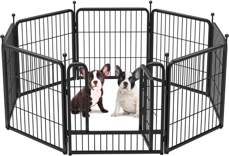 Photo 1 of *Stock Photo for Reference* FXW Dog Pen , 8 Panels 24-inch-high Dog Playpen for Small/Puppy Dogs, Rabbits Ducks, Heavy Duty Metal Pet Fence Outdoor Enclosure Kennel for RV Camping Play...
