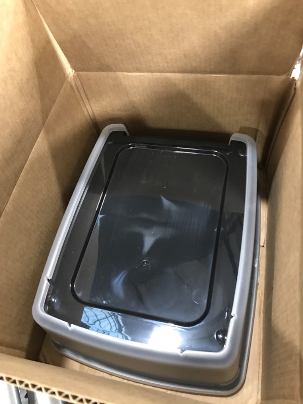 Photo 1 of *USED*IRIS USA Cat Litter Box, High Sided and Enclosed Kitty Litter Box with Scoop Open Top - Black