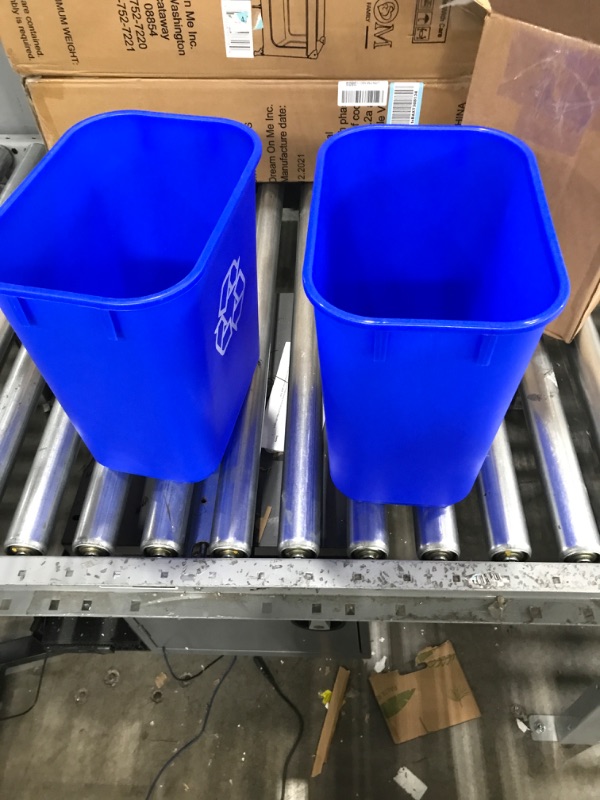 Photo 2 of *USED*AmazonCommercial 3 Gallon Commercial Office Wastebasket, Blue w/Recycle Logo, 2-Pack BLUE 3 GALLON 2 pack