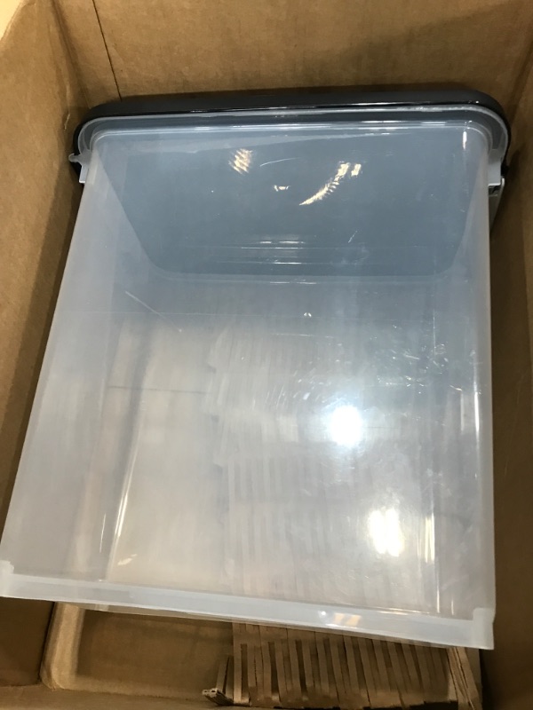 Photo 4 of *USED*IRIS USA WeatherPro Airtight Pet Food Storage Container for Dog Cat Bird and Other Pet Food Storage Bin, Keep Fresh, Translucent Body, Easy Mobility, BPA Free, 10, 12, 25, 30, 35, 50 Lbs Black/Clear 25 Lbs - 33 Qt