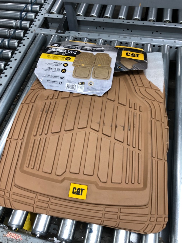 Photo 2 of Cat® ToughRide Heavy-Duty 4 Piece Rubber Floor Mats for Car Truck Van SUV, Beige - Premium Trim to Fit Car Floor Mats, All Weather Deep Dish Automotive Floor Mats, Total Dirt Protection 4-Piece 02-Beige