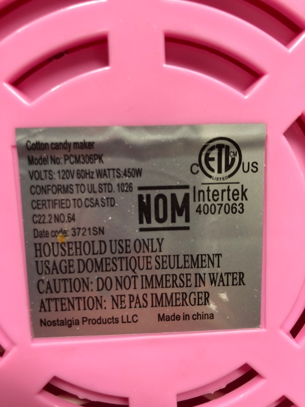Photo 2 of *Tested-Used/See Photos* Nostalgia Retro Countertop Cotton Candy Machine, Vintage Candy Maker Includes 2 Reusable Cones & Scoop, Pink