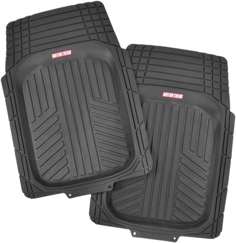 Photo 1 of *Used/Dirty* Motor Trend FlexTough Plus-2 Piece Front Car Floor Mats- Black Contour Liners-Deep Dish Heavy Duty Rubber Floor Mats for Car SUV Truck & Van-All Weather Protection, Universal Trim to Fit
