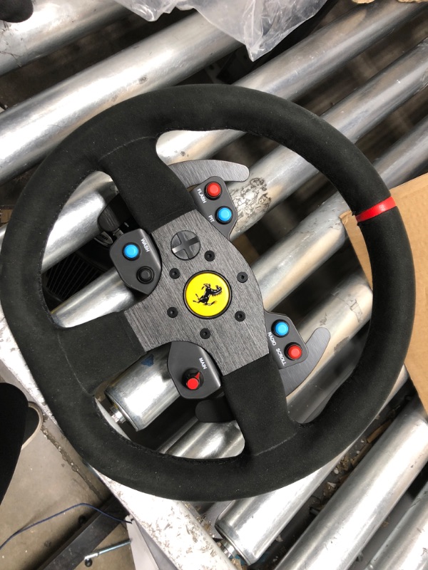Photo 1 of *Did Not Power On When Tested* Thrustmaster T300 Ferrari Integral Racing Wheel Alcantara Edition Racing Wheel with pedals (PS5, PS4, PC) Black Thrustmaster T300 Ferrari Integral RW Alcantara Edition