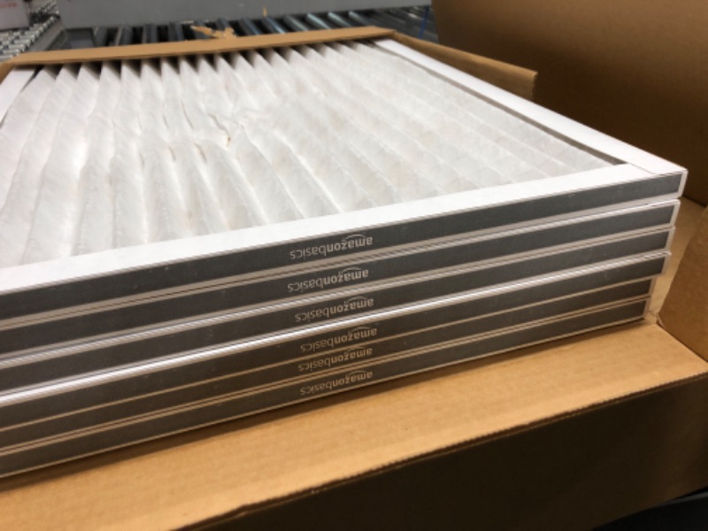 Photo 3 of *Slightly Bent-See Photos* Amazon Basics Merv 8 AC Furnace Air Filter - 20'' x 25'' x 1'', 6-Pack 20x25x1 Merv 8