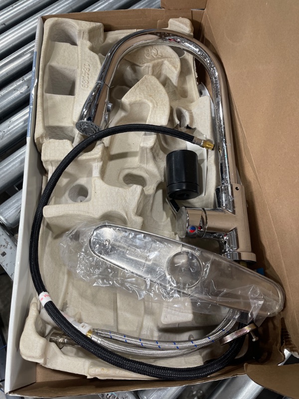 Photo 1 of Kitchen-Faucets, Pull Down Kitchen Faucet with Sprayer High Arc, Stainless Steel Chrome Commercial Modern Single Hole RV Kitchen Faucets, Single Handle Kitchen Sink Faucets for Kitchen Bar Laundry A1-Chrome