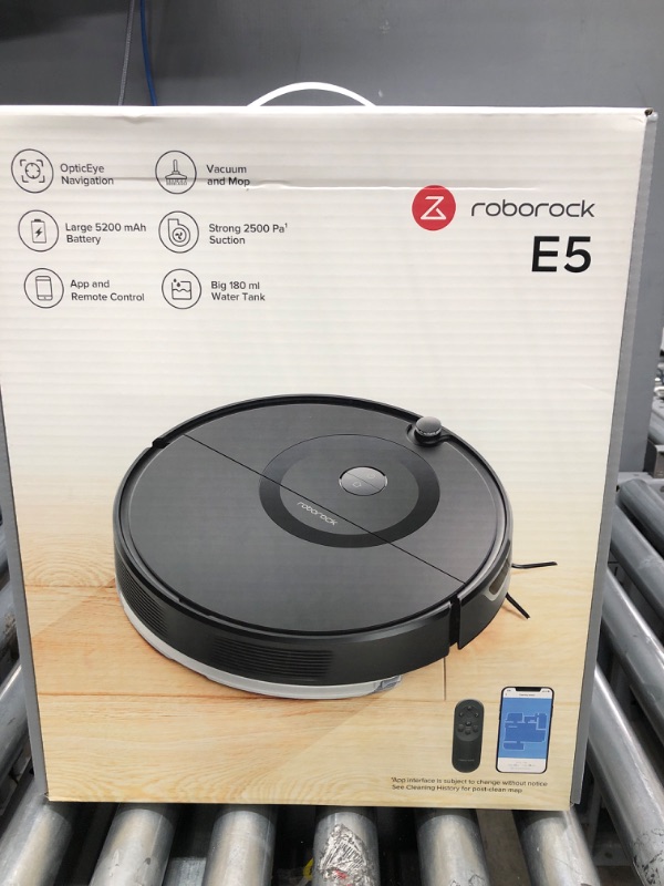 Photo 2 of roborock E5 Mop Robot Vacuum and Mop, Self-Charging Robotic Vacuum Cleaner, 2500Pa Strong Suction, Wi-Fi Connected, APP Control, Works with Alexa, Ideal for Pet Hair, Carpets, Hard Floors (Black)

