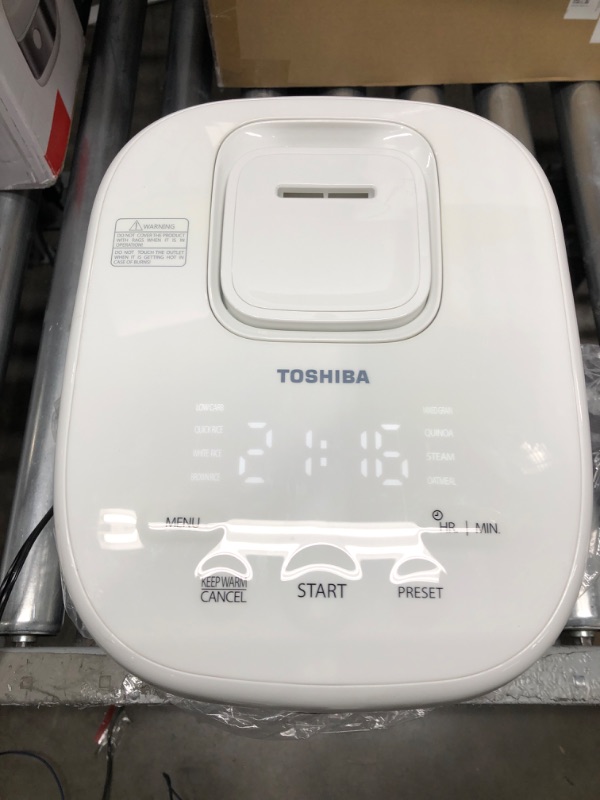 Photo 1 of Toshiba Low Carb Digital Programmable Multi-functional Rice Cooker, Slow Cooker, Steamer & Warmer, 5.5 Cups Uncooked with Fuzzy Logic and One-Touch Cooking, 24 Hour Delay Timer and Auto Keep Warm Feature, White