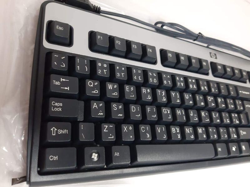 Photo 1 of HP KU-0316 USB Wired Keyboard 104 Keys Black and Silver Part# 434821-002