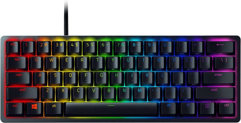 Photo 1 of Razer Huntsman Mini 60% Gaming Keyboard: Fast Keyboard Switches - Linear Optical Switches - Chroma RGB Lighting - PBT Keycaps - Onboard Memory - Classic Black