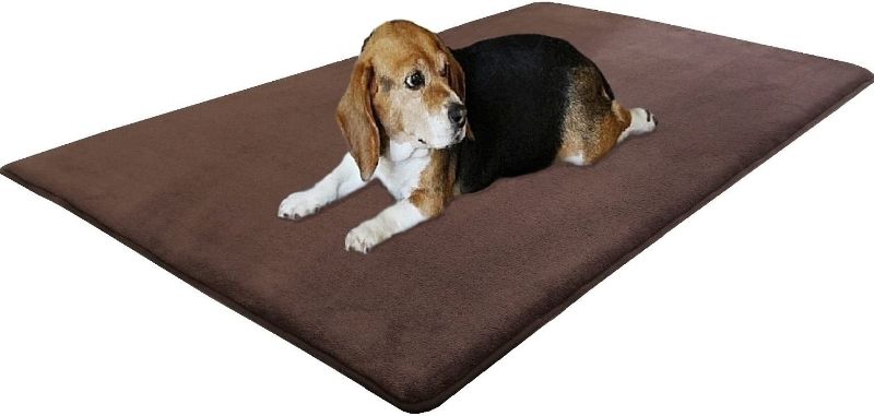 Photo 1 of dogbed4less Gel-Infused Large Memory Foam Fleece Pet Dog Bed Mat Pillow Topper with Waterproof Anti Slip Rubber Bottom - Fit 42"X28" Crate, Brown
