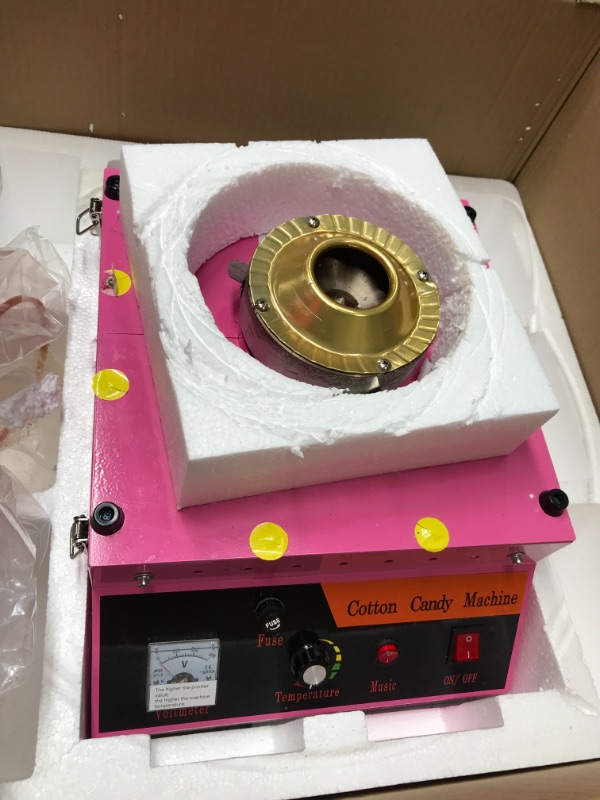 Photo 1 of pink-Display4top Cotton Candy Machine Commercial, Electric Cotton Candy Maker, 1080W Candy Floss Maker with Sugar Scoop and Lights Music, Perfect for Family...
