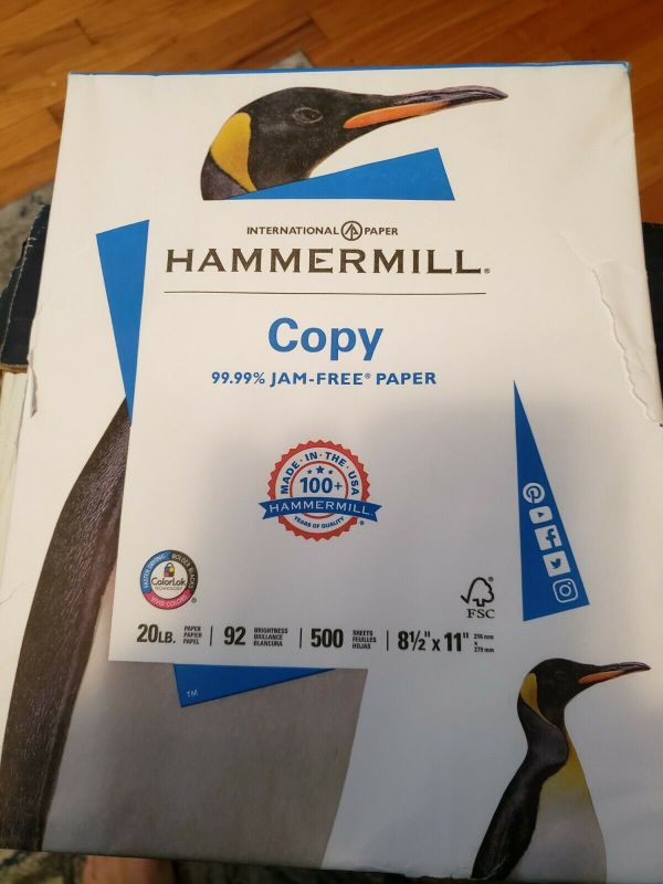 Photo 2 of Hammermill Printer Paper 20lb Copy Paper 8.5 X 11, 8 Ream 4,000 Sheets 92 Bright
