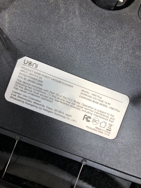 Photo 2 of *Tested-Powers on* UONI V980Plus Robot Vacuum Cleaner with Self-Emptying Dustbin - Lidar Navigation Robotic Vacuums Multi-Floor Mapping 2700Pa Strong Suction with No-Go Zones 190 Mins Runtime for Pet Hair Black