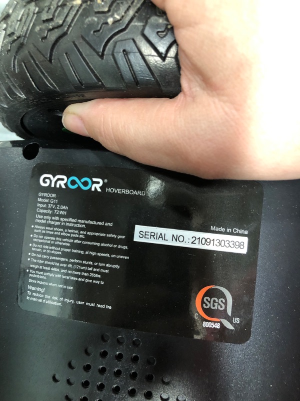 Photo 5 of ***TESTED WORKING SEE NOTES*** Gyroor Hoverboard G11 Newest Flash Light with 500W Motor,Off Road All Terrian 6.5" Self Balancing Hoverboards with Bluetooth Music Speaker and UL 2272 Certified for Kids Adults Gift. 1-Sun Black