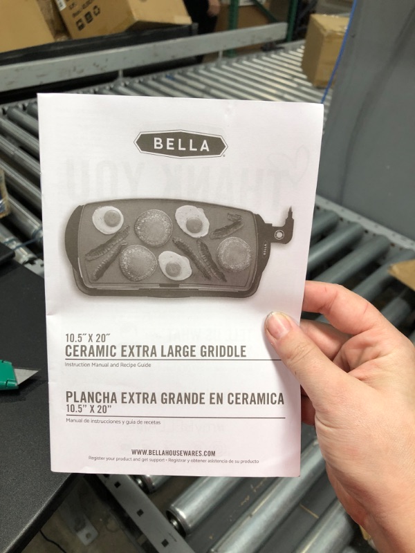 Photo 5 of ***TESTED WORKING FACTORY SEALED SEE NOTES*** BELLA Electric Ceramic Titanium Griddle, Make 10 Eggs At Once, Healthy-Eco Non-stick Coating, Hassle-Free Clean Up, Large Submersible Cooking Surface, 10.5" x 20", Copper/Black 10.5 x 20 INCH Copper