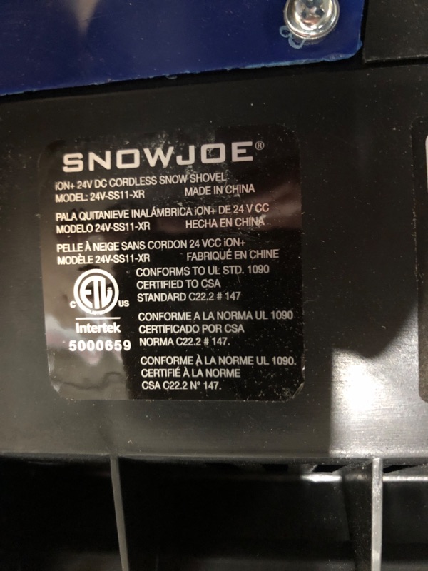 Photo 3 of ***TESTED DOES NOT TURN ON***CHARGER DOES NOT WORK***Snow Joe 24V-SS11-XR 24-Volt 11-Inch 5-Ah Cordless Snow Shovel, Kit (w/5-Ah Battery + Quick Charger) Kit (w/ 5-Ah Battery + Quick Charger)