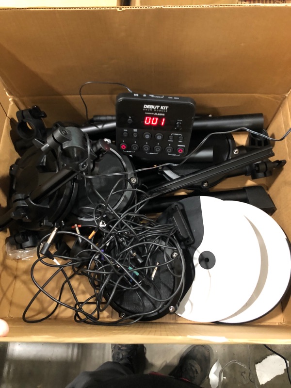 Photo 1 of ***TESTED POWERED ON***Alesis Drums Debut Kit – Kids Drum Set With 4 Quiet Mesh Electric Drum Pads, 120 Sounds, Drum Stool, Drum Sticks, Headphones and 60 Melodics Lessons Debut Junior Drum Kit Drum Kit