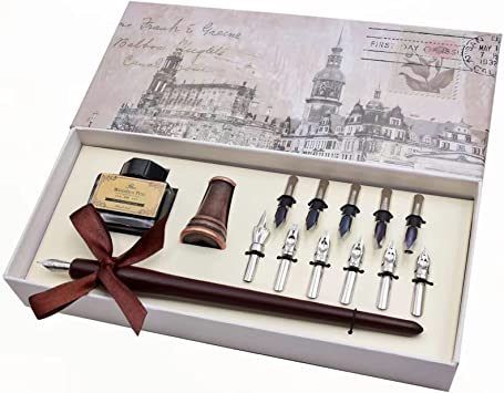 Photo 1 of AIVN Natural Handcrafted Calligraphy Pen Set - Writing Case with Black Ink
