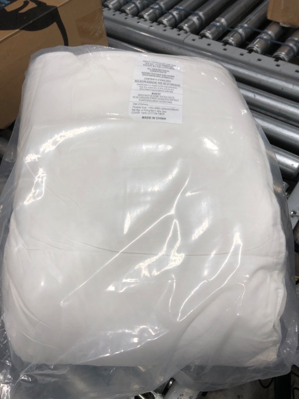 Photo 3 of *** USED *** Cosybay Cotton Quilted White Feather Comforter Filled with Feather & Down –Machine Washable - All Season Duvet Insert or Stand-Alone – Oversized King Size (116*98Inch) Oversized King White/All Season