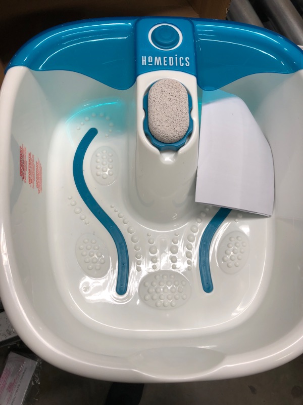 Photo 2 of *** POWERS ON *** HoMedics Bubble Mate Foot Spa, Toe Touch Controlled Foot Bath with Invigorating Bubbles and Splash Proof, Raised Massage nodes and Removable Pumice Stone