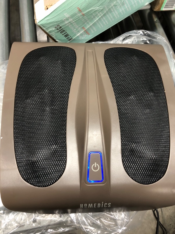 Photo 2 of *** POWERS ON *** HoMedics Triple Action Shiatsu Foot Massager with Heat – Therapeutic Kneading Foot Massager Machine with Triple Rotating Heads, Toe-Touch Control, Breathable Fabric Brown