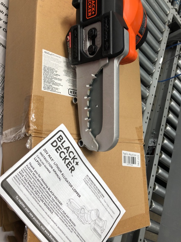 Photo 3 of (Tool Only) BLACK+DECKER 20V MAX* Alligator Lopper Cordless Chainsaw, Tool Only (LLP120B) 20V Lopper 