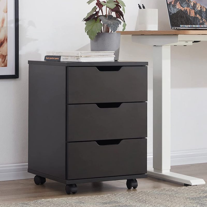 Photo 1 of *STOCK PHOTO IS JUST A REFERENCE IMAGE* *ACCESSORIES ARE IN BOX* Farini Mobile File Cabinet for Home Office, 3 Drawer Chest Wood, Drawers Unit for Under Desk, Storage Drawers Cabinet Black
