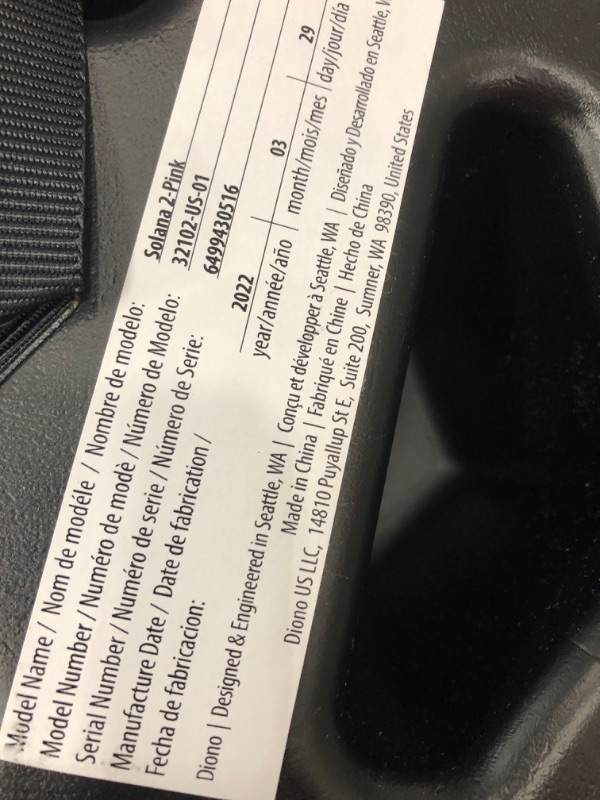 Photo 4 of Diono Solana 2 XL 2022, Dual Latch Connectors, Lightweight Backless Belt-Positioning Booster Car Seat, 8 Years 1 Booster Seat, Pink NEW! LATCH Connect Single Pink