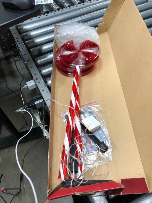 Photo 2 of ***STAKES INTACT LIGHTS DON'T WORK*** Alpine Corporation 28" H Outdoor Candy Cane Yard Stakes with Red and White LED Lights (Set of 3)