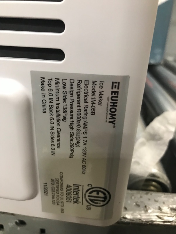 Photo 6 of **SEE NOTES**
EUHOMY Ice Maker Machine Countertop, 40Lbs/24H Portable Compact Ice Cube Maker, With Ice Scoop & Basket, Perfect for Home/Kitchen/Office/Bar (Sliver)
