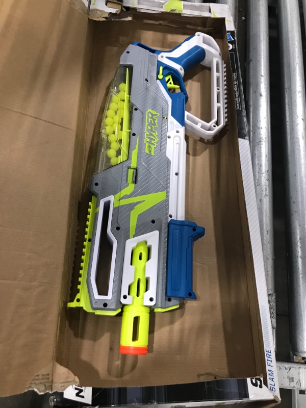 Photo 6 of **missing glasses**
NERF Hyper Siege-50 Pump-Action Blaster, 40 Hyper Rounds, Holds Up to 50 Rounds, Glasses, Up to 110 FPS Velocity, Easy Reload, Toy Foam Blasters Standard Packaging