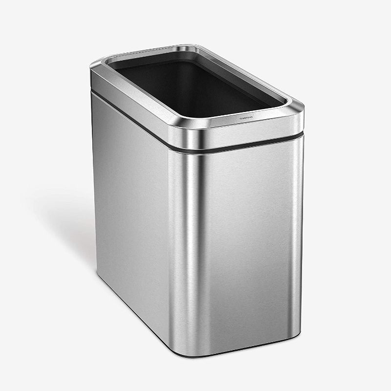 Photo 1 of ***MISSING COMPONENTS*** simplehuman 25 Liter / 6.6 Gallon Slim Open Commercial Trash Can, Brushed Stainless Steel
